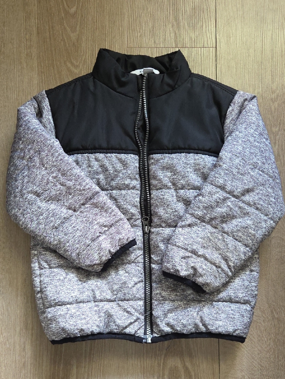 Kids Headquarters Quilted Puffer Jacket in Black and Heather Gray